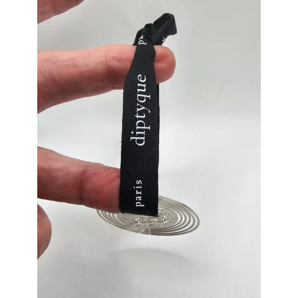 Diptyque Paris Stag Metal Ornament Silver Tone With Black Ribbon